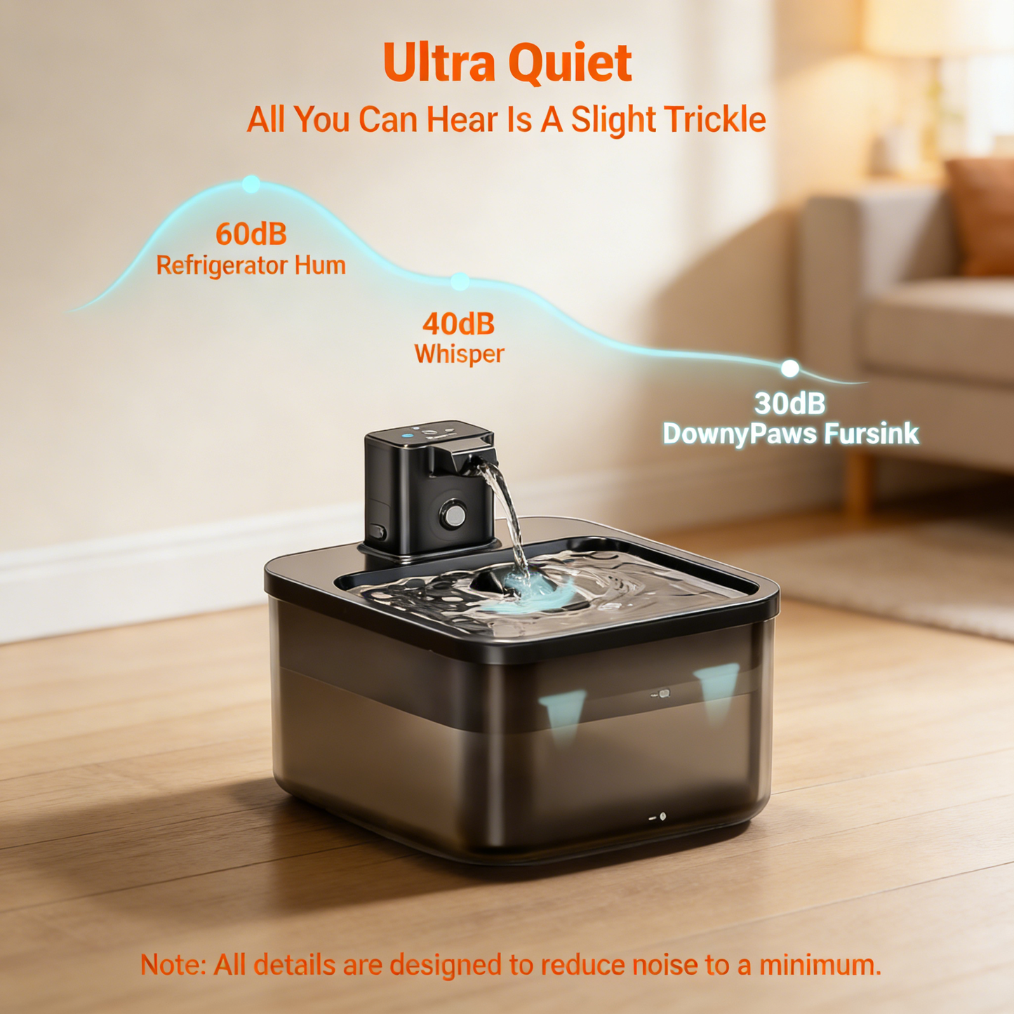 Cordless Cat Water Fountain, 2.5L with Motion Sensor