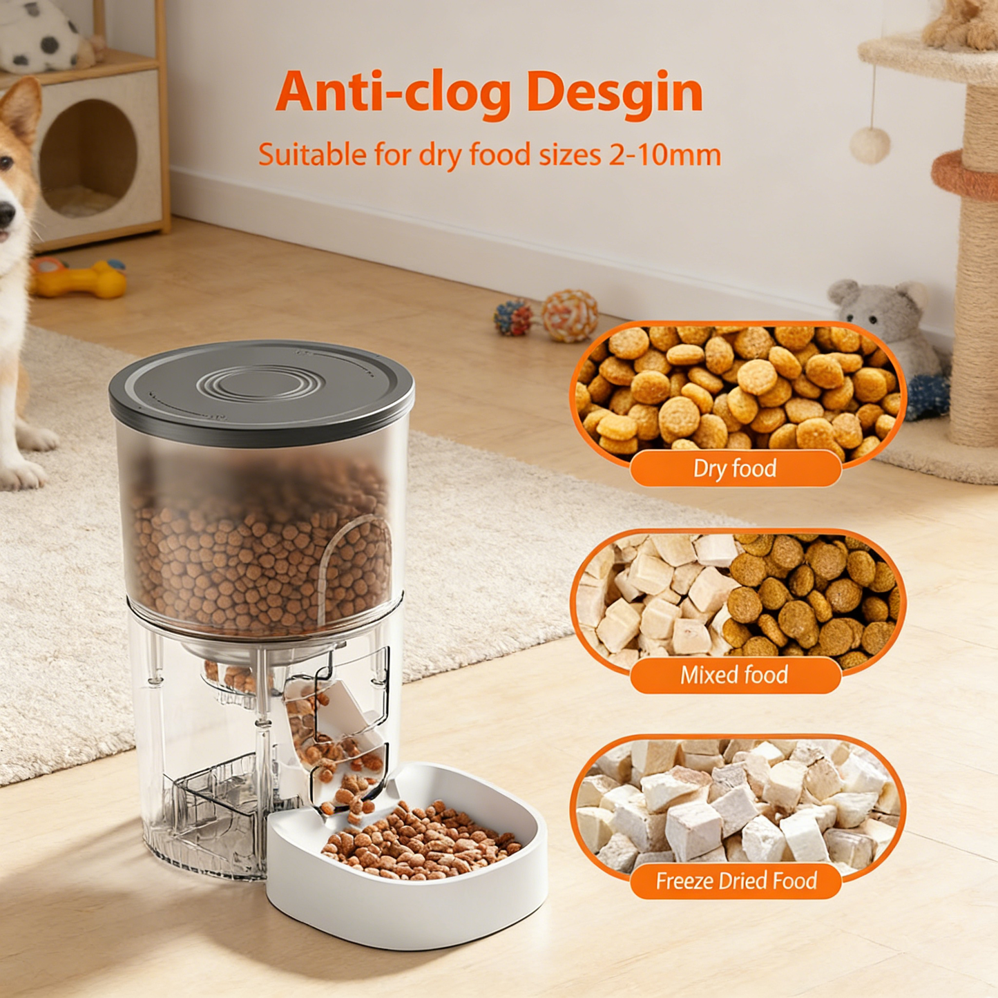 3L Automatic Feeder with Desiccant, Dual Power & Programmable Portions