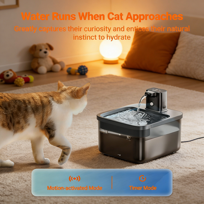 Cordless Cat Water Fountain, 2.5L with Motion Sensor