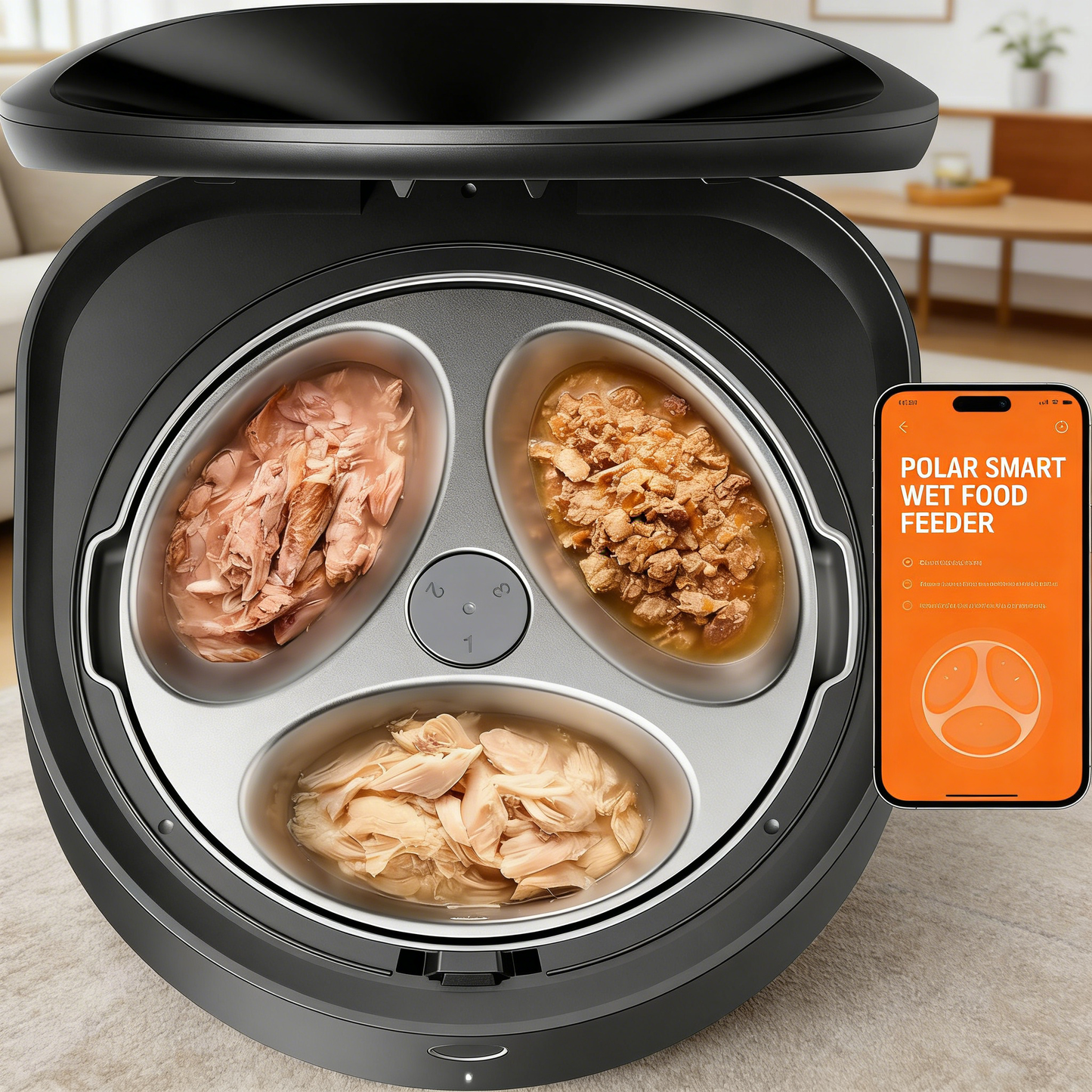 Refrigerated Auto Wet Food Feeder, APP Controlled with Stainless Steel Bowl, Easy to Clean