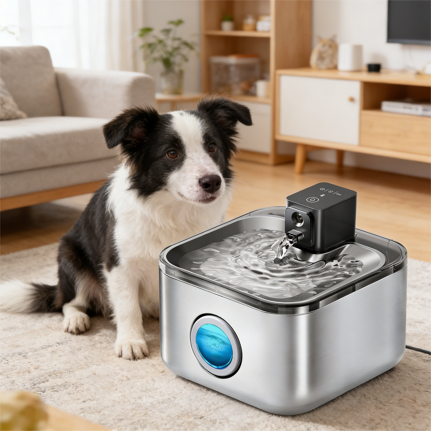 4L Cordless Pet Fountain, Stainless Steel with Motion Sensor