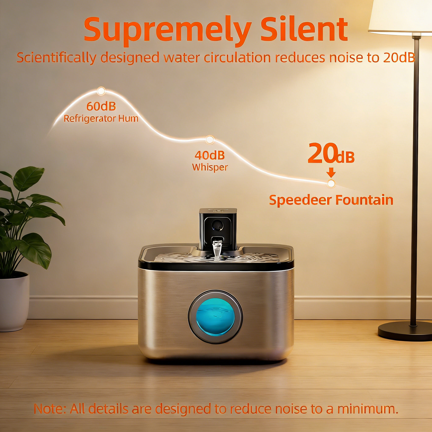 4L Cordless Pet Fountain, Stainless Steel with Motion Sensor