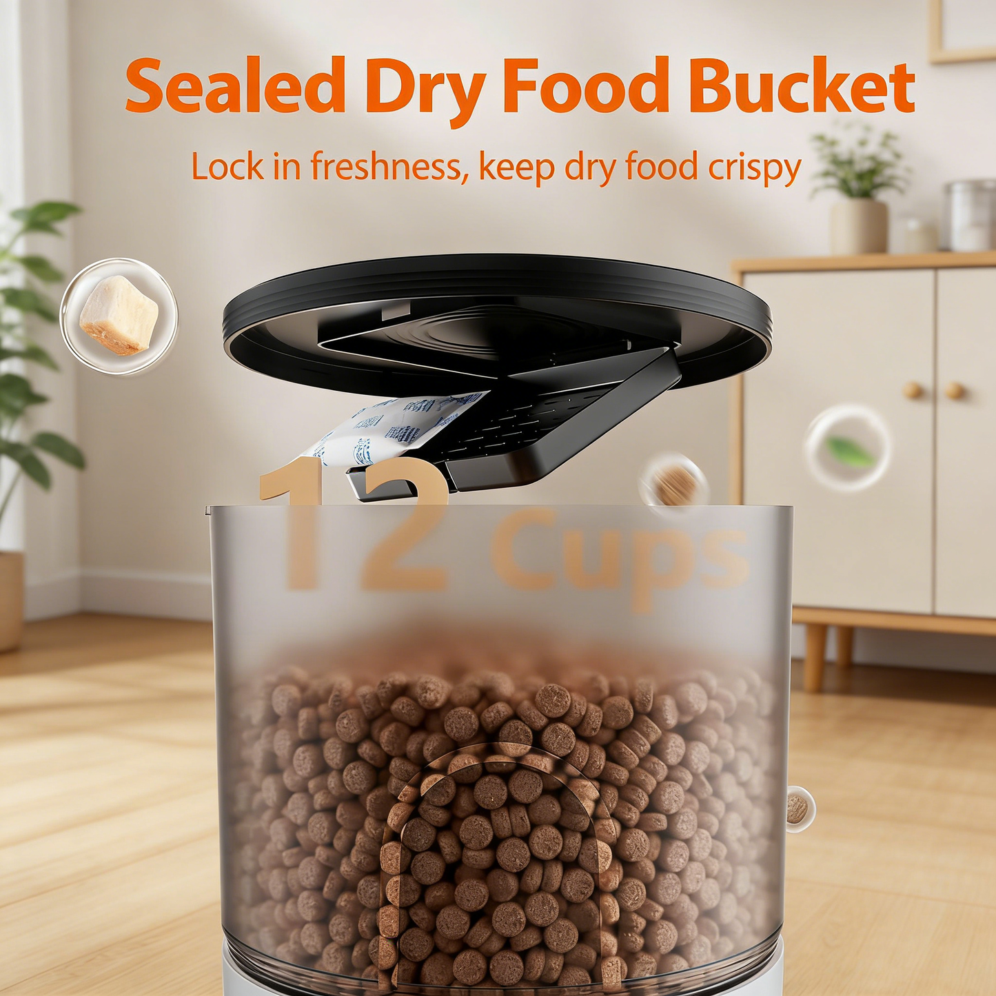 3L Automatic Feeder with Desiccant, Dual Power & Programmable Portions