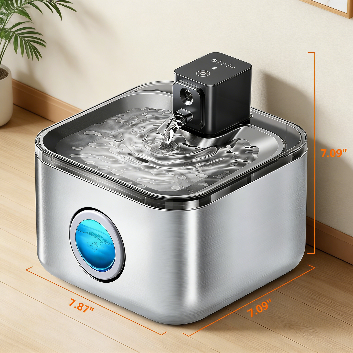 4L Cordless Pet Fountain, Stainless Steel with Motion Sensor